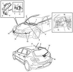 Стеклоочистители и стеклоомыватели стекол автомобиля Mazda 3